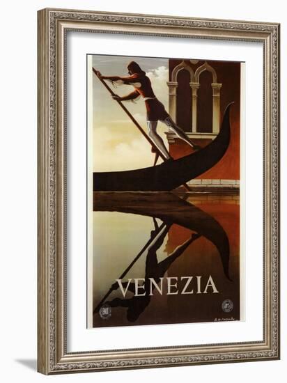 Venezia Venice Man Rowing Gondola-null-Framed Giclee Print