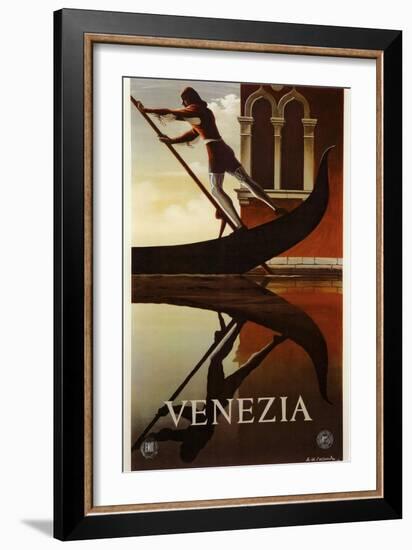 Venezia Venice Man Rowing Gondola-null-Framed Giclee Print