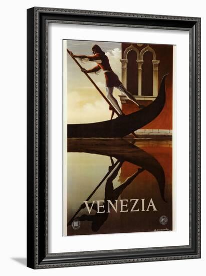 Venezia Venice Man Rowing Gondola-null-Framed Giclee Print