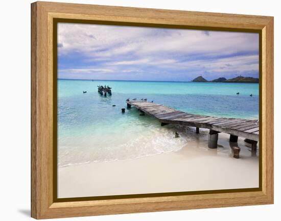 Venezuela, Archipelago Los Roques National Park, Pier on Madrisque Island-Jane Sweeney-Framed Premier Image Canvas