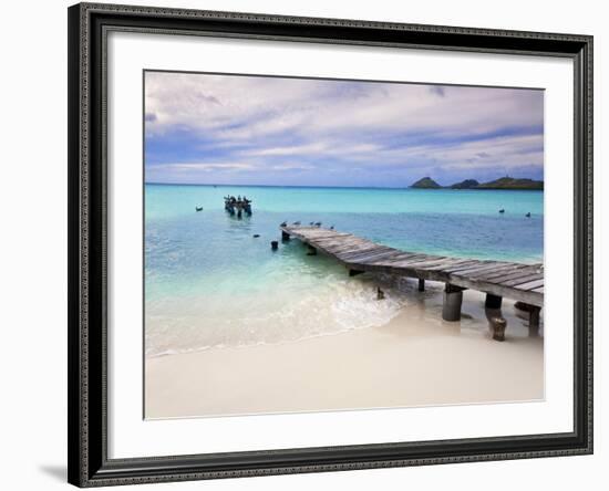 Venezuela, Archipelago Los Roques National Park, Pier on Madrisque Island-Jane Sweeney-Framed Photographic Print