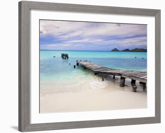 Venezuela, Archipelago Los Roques National Park, Pier on Madrisque Island-Jane Sweeney-Framed Photographic Print