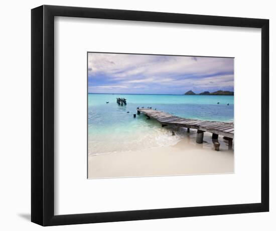 Venezuela, Archipelago Los Roques National Park, Pier on Madrisque Island-Jane Sweeney-Framed Premium Photographic Print