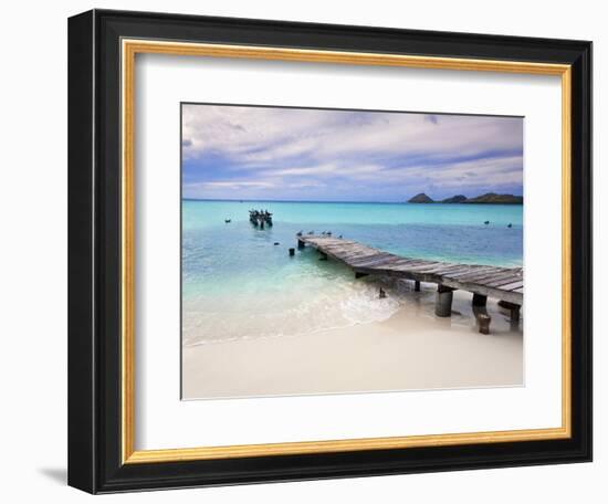 Venezuela, Archipelago Los Roques National Park, Pier on Madrisque Island-Jane Sweeney-Framed Photographic Print