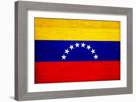 Venezuela Flag Design with Wood Patterning - Flags of the World Series-Philippe Hugonnard-Framed Art Print