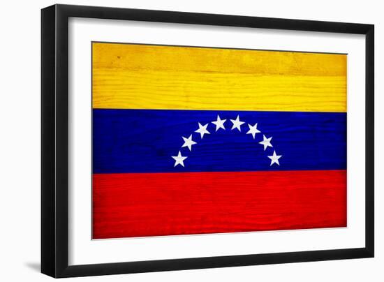 Venezuela Flag Design with Wood Patterning - Flags of the World Series-Philippe Hugonnard-Framed Art Print