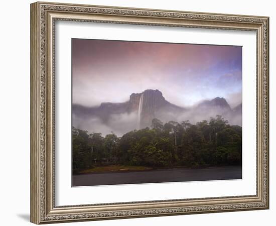 Venezuela, Guayana, Canaima National Park, Mist Swirls Round Angel Falls at Sunrise-Jane Sweeney-Framed Photographic Print