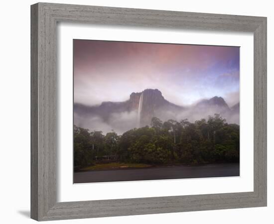 Venezuela, Guayana, Canaima National Park, Mist Swirls Round Angel Falls at Sunrise-Jane Sweeney-Framed Photographic Print