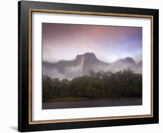 Venezuela, Guayana, Canaima National Park, Mist Swirls Round Angel Falls at Sunrise-Jane Sweeney-Framed Photographic Print