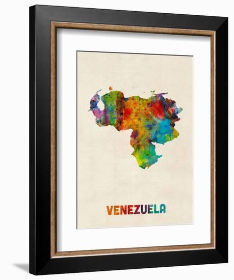 Venezuela Watercolor Map-Michael Tompsett-Framed Art Print