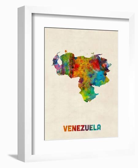 Venezuela Watercolor Map-Michael Tompsett-Framed Art Print