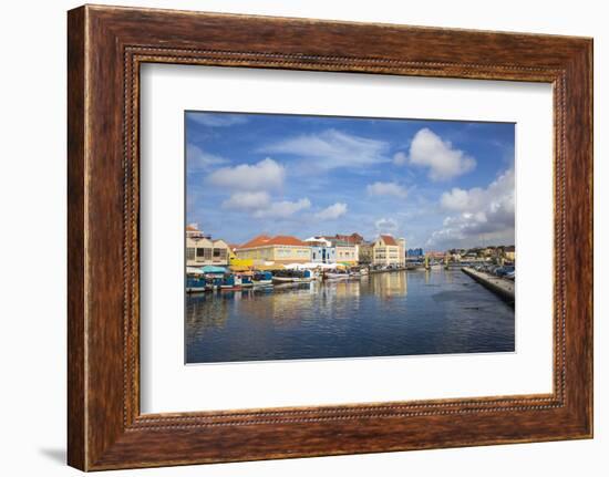 Venezuelan Boats at the Floating Market, Punda, UNESCO World Heritage Site, Willemstad, Curacao-Jane Sweeney-Framed Photographic Print