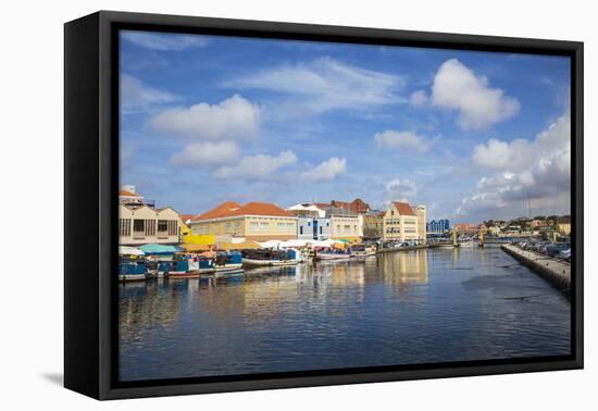 Venezuelan Boats at the Floating Market, Punda, UNESCO World Heritage Site, Willemstad, Curacao-Jane Sweeney-Framed Premier Image Canvas