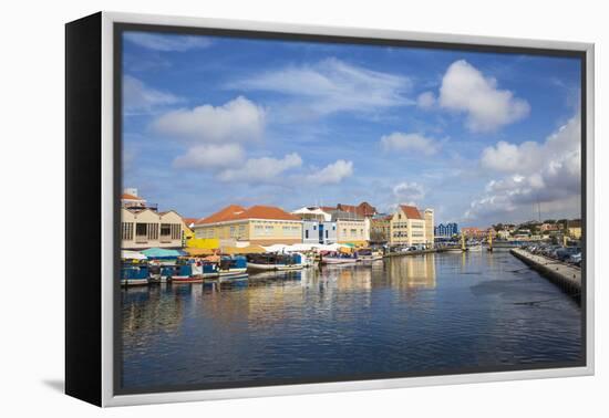 Venezuelan Boats at the Floating Market, Punda, UNESCO World Heritage Site, Willemstad, Curacao-Jane Sweeney-Framed Premier Image Canvas