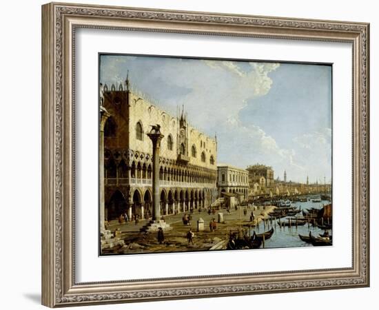 Venice: a View of the Doge's Palace and the Riva Degli Schiavoni from the Piazzetta-Canaletto-Framed Giclee Print