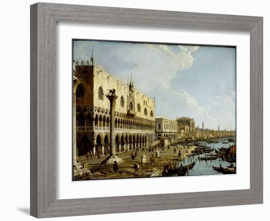 Venice: a View of the Doge's Palace and the Riva Degli Schiavoni from the Piazzetta-Canaletto-Framed Giclee Print