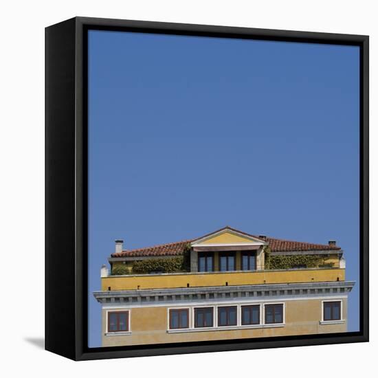 Venice Architectural Detail. Top of Square Building with Tiled Roof and Roof Terrace-Mike Burton-Framed Premier Image Canvas