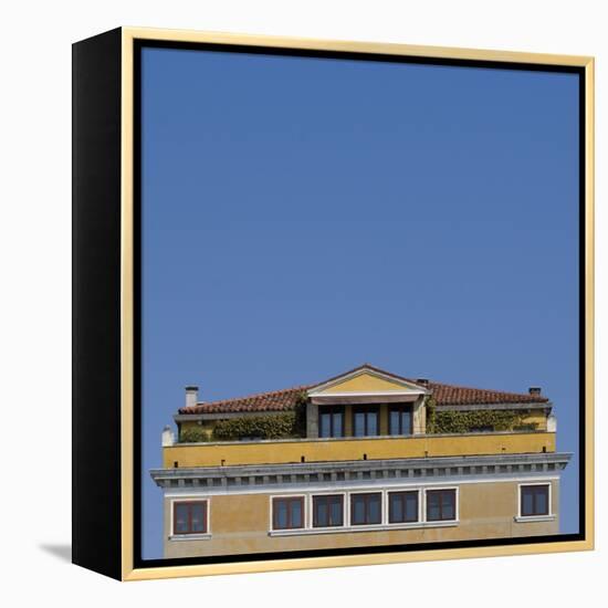 Venice Architectural Detail. Top of Square Building with Tiled Roof and Roof Terrace-Mike Burton-Framed Premier Image Canvas