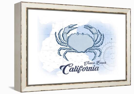 Venice Beach, California - Crab - Blue - Coastal Icon-Lantern Press-Framed Stretched Canvas
