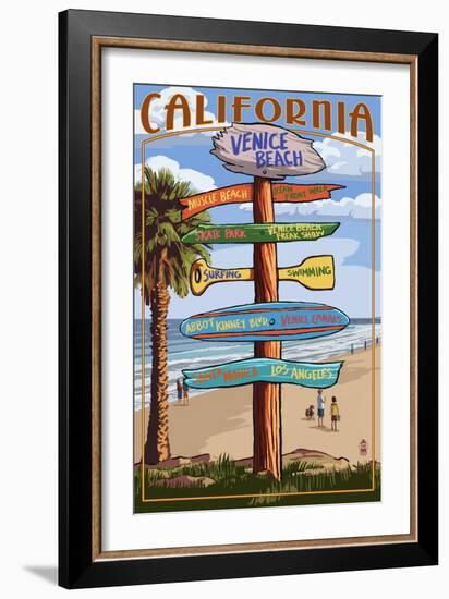 Venice Beach, California - Destination Sign-Lantern Press-Framed Art Print