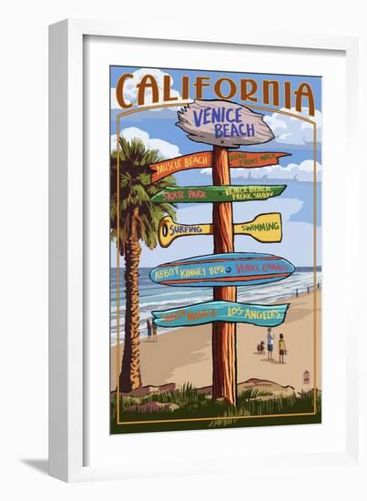 Venice Beach, California - Destination Sign-Lantern Press-Framed Art Print