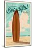 Venice Beach, California - Life is a Beautiful Ride - Surfboard-Lantern Press-Mounted Art Print