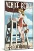 Venice Beach, California - Lifeguard Pinup-Lantern Press-Mounted Art Print