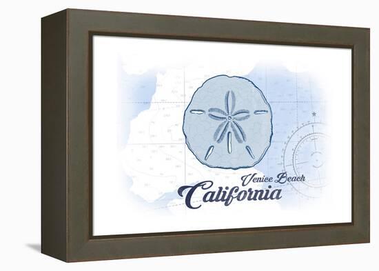 Venice Beach, California - Sand Dollar - Blue - Coastal Icon-Lantern Press-Framed Stretched Canvas