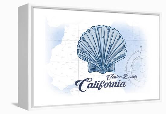 Venice Beach, California - Scallop Shell - Blue - Coastal Icon-Lantern Press-Framed Stretched Canvas