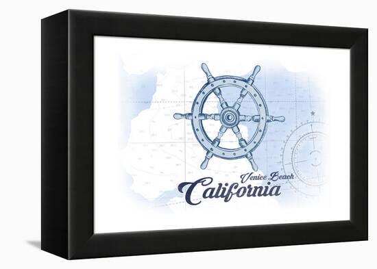 Venice Beach, California - Ship Wheel - Blue - Coastal Icon-Lantern Press-Framed Stretched Canvas