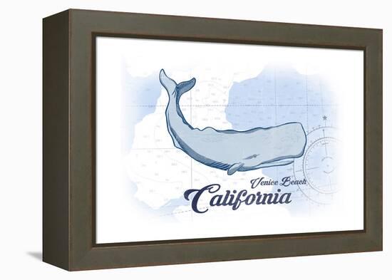 Venice Beach, California - Whale - Blue - Coastal Icon-Lantern Press-Framed Stretched Canvas