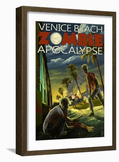 Venice Beach, California - Zombie Apocalypse-Lantern Press-Framed Art Print