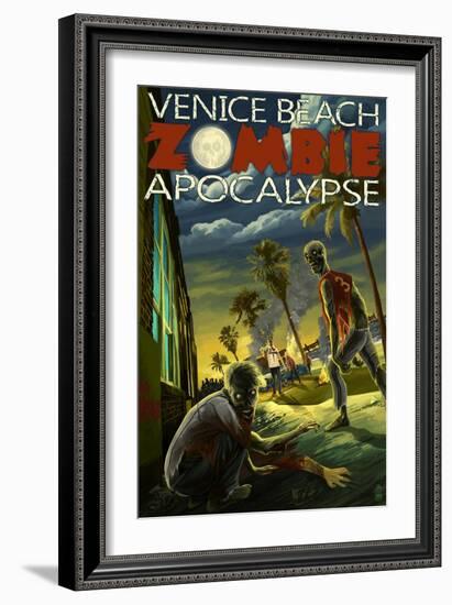 Venice Beach, California - Zombie Apocalypse-Lantern Press-Framed Art Print