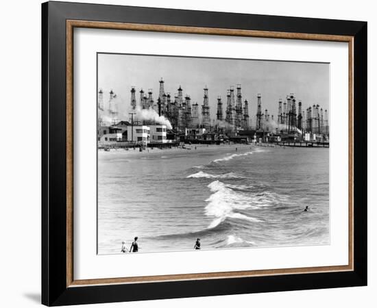 Venice Beach View of Oil Derricks-null-Framed Photo