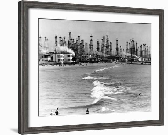 Venice Beach View of Oil Derricks-null-Framed Photo
