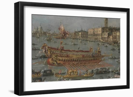 Venice Bucintoro Festival Bacino di S. Marco Bucintoro, Doge's State Barge, Ascension Day, 1780-93-Francesco Guardi-Framed Giclee Print