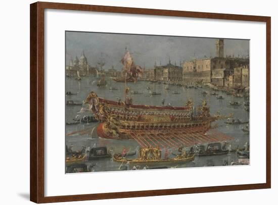 Venice Bucintoro Festival Bacino di S. Marco Bucintoro, Doge's State Barge, Ascension Day, 1780-93-Francesco Guardi-Framed Giclee Print