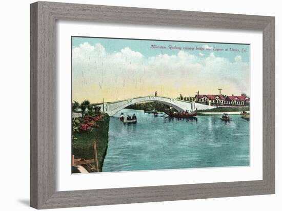 Venice, California - Miniature Railway Crossing Lagoon Bridge-Lantern Press-Framed Art Print