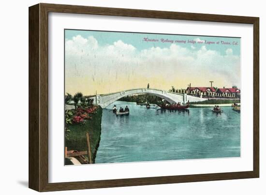 Venice, California - Miniature Railway Crossing Lagoon Bridge-Lantern Press-Framed Art Print