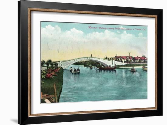 Venice, California - Miniature Railway Crossing Lagoon Bridge-Lantern Press-Framed Art Print