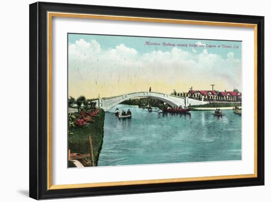 Venice, California - Miniature Railway Crossing Lagoon Bridge-Lantern Press-Framed Art Print