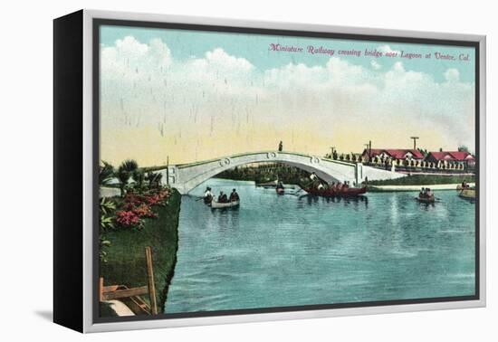 Venice, California - Miniature Railway Crossing Lagoon Bridge-Lantern Press-Framed Stretched Canvas