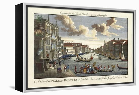 Venice Canal and Gondola Race-Charles Theodore Middleton-Framed Stretched Canvas