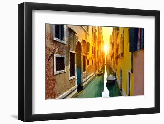 Venice Canal at Sunrise. Tourists from All the World Enjoy the Historical City of Venezia in Italy,-Oleg Znamenskiy-Framed Photographic Print