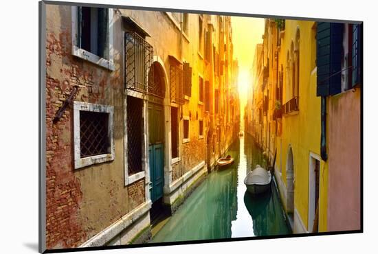 Venice Canal at Sunrise. Tourists from All the World Enjoy the Historical City of Venezia in Italy,-Oleg Znamenskiy-Mounted Photographic Print