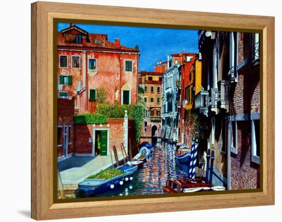 Venice Canal, Dorsoduro, August 2016-Anthony Butera-Framed Premier Image Canvas