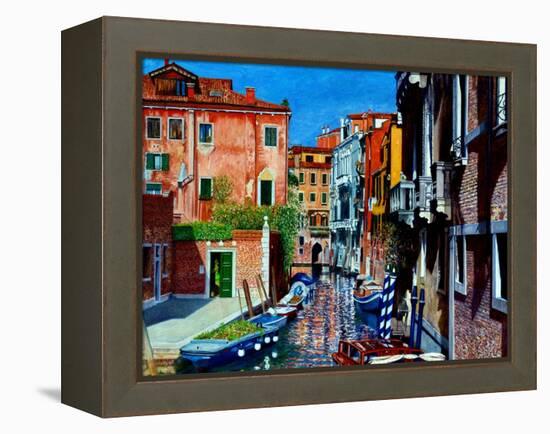 Venice Canal, Dorsoduro, August 2016-Anthony Butera-Framed Premier Image Canvas
