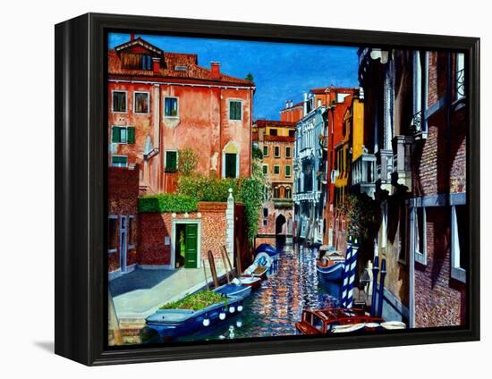 Venice Canal, Dorsoduro, August 2016-Anthony Butera-Framed Premier Image Canvas