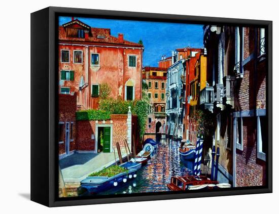 Venice Canal, Dorsoduro, August 2016-Anthony Butera-Framed Premier Image Canvas