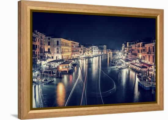 Venice City at Night, Beautiful Majestic Cityscape, Many Glowing Lights in the Buildings over Grand-Anna Omelchenko-Framed Premier Image Canvas